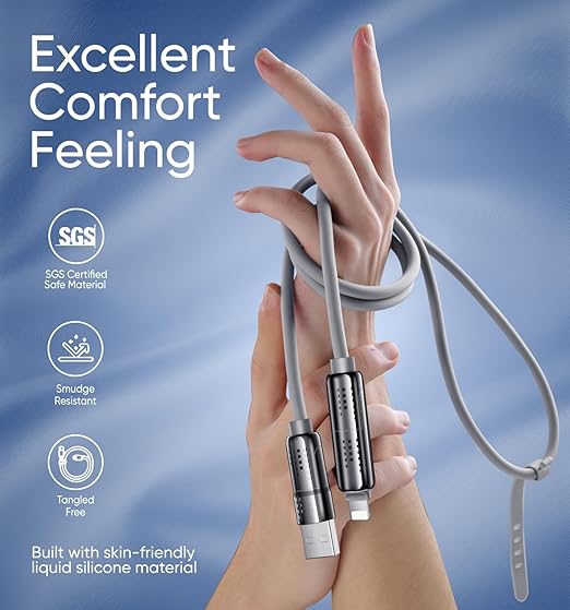 MAGIC JOHN 240W 4 in 1 Charging Cable, 4FT USB C to Lightning Cable [MFi Certified], Chubby USB A/C to C/Lightning with Light for iPhone/MacBook/iPad/Samsung/Switch 2, Multi Chargers for All Devices