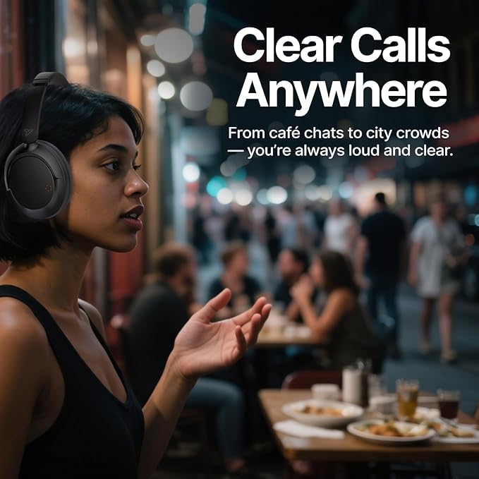 VOKALEN Hyper GO Wireless Over-Ear Noise Cancelling Headphones with Mic, 60H Playtime, Bluetooth Headset, Multi-Device Pairing, Ultra-Lightweight for Travel, Work, Study (Sky Blue)