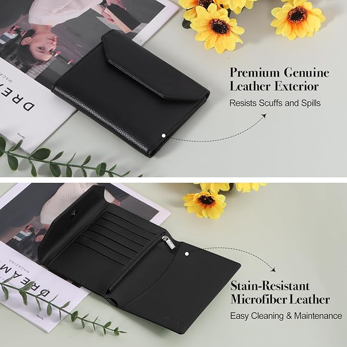 Passport Holder for Travel,Passport Book Holder，Rfid Blocking Travel Wallet Protect Your Card Security,Leather Travel Document Organizer for Men Women,Airport Essentials Gift (Black)