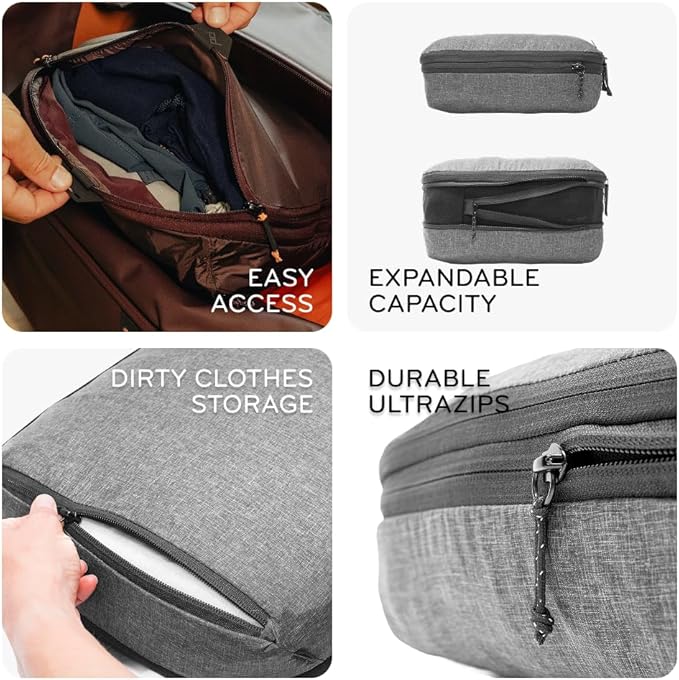 Peak Design Packing Cube, Eclipse, Weatherproof Luggage Cube with Dual Compartment Organization, Expansion and Compression, Zipper Opening, Travel Organizer for Men and Women, Size M