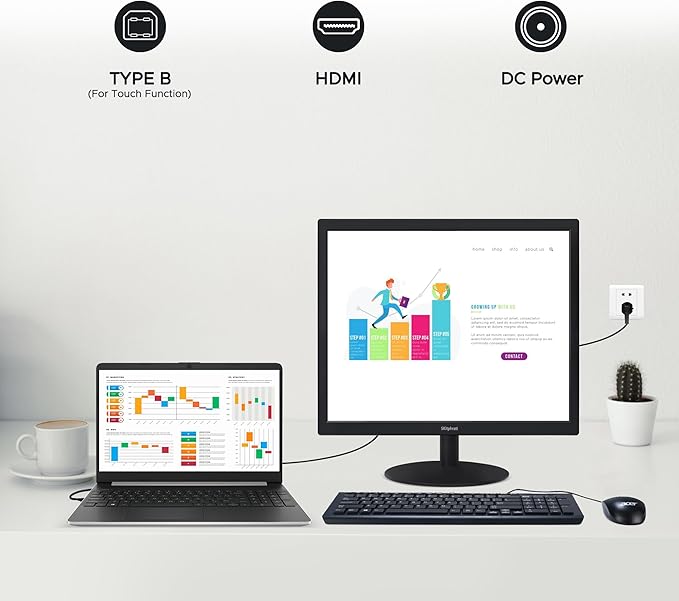 17" Square 1280x1024 10-Point Multi Touch Screen Monitor with HDMI, VGA, Type B Ports, 75Hz, 5:4 Aspect Ratio, VESA Wall Mountable, PC Touch Monitor for PC POS Machine Windows