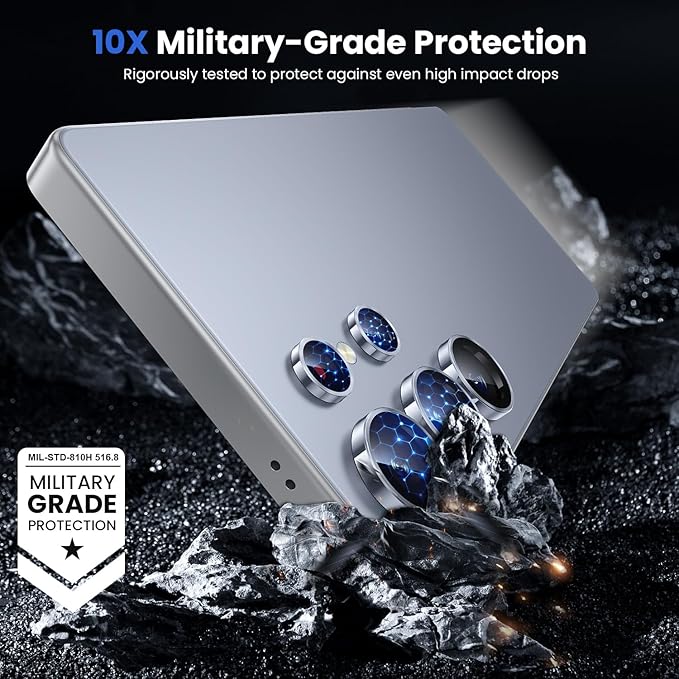 WSKEN for Samsung Galaxy S25 Ultra Camera Lens Protector - Ultra Thin Case Friendly, 9H Shatterproof Tempered Glass with Aluminum Metal Circle Camera Screen Protector Cover Accessories, Blue