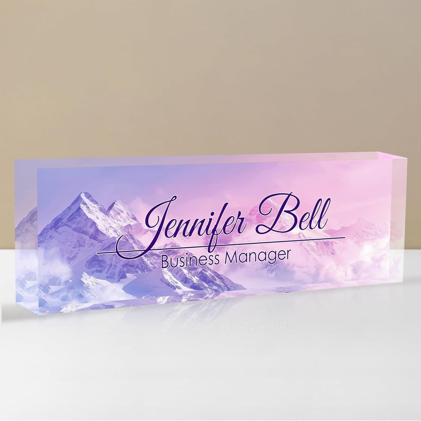 Personalized Name Plate for Desk, Custom Desk Name Plate, Acrylic Name Plate Office Desk Accessories, Personalized Office Gifts for Coworkers Teachers, Employee Appreciation Gifts (Himalayan)