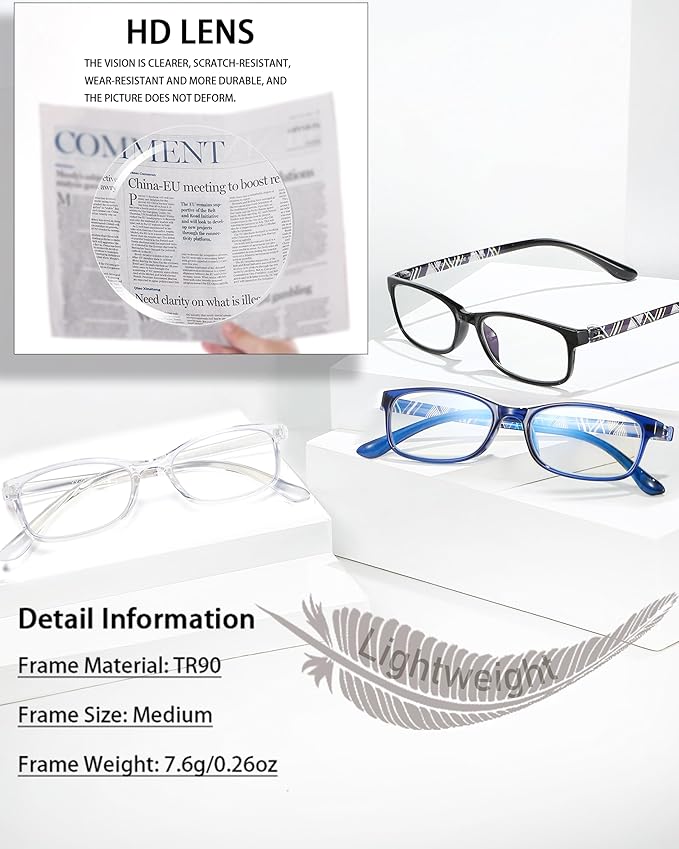 EYEURL Reading Glasses for Women-Blue Light Blocking For Men Women-3 Pack Computer Readers 2.5 Spring Hinge Anti UV Ray/Eye Strain/Glare Eyeglasses