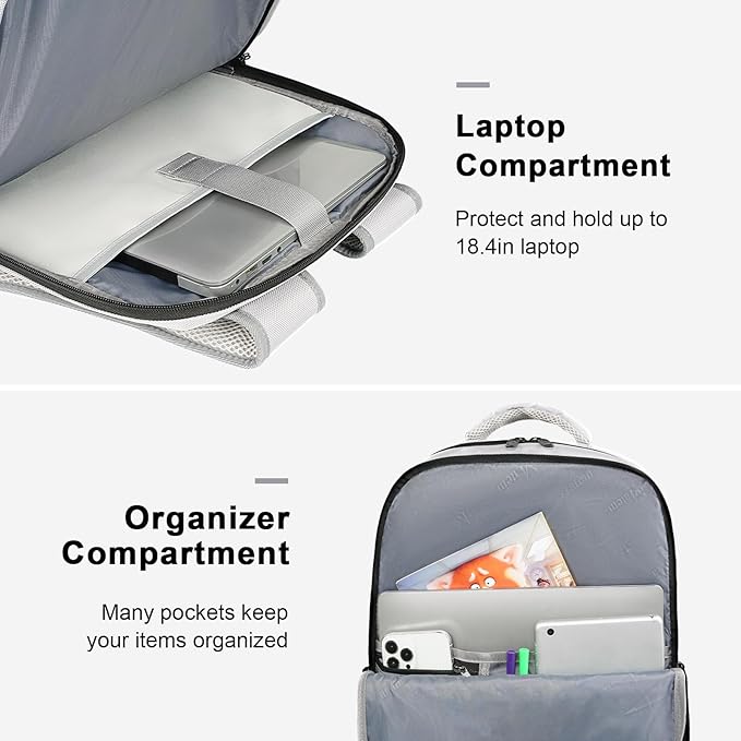 MATEIN Extra Large 45L Travel Backpack for Women, Carry On Airline Approved Backpack with USB Port & Shoe Compartment, Water Resistant Luggage Overnight Weekender Travel Bag Fits 18" Laptop, Gray