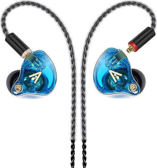 Vibes 202 Wired Earbuds - HiFi in Ear Monitor Headphones – Professional Noise-Isolating Ear Buds - Clear Sound, Deep Bass & Comfort-Fit IEM Earphones - MMCX to 3.5mm, Silver Plated Cord, Carrying Case