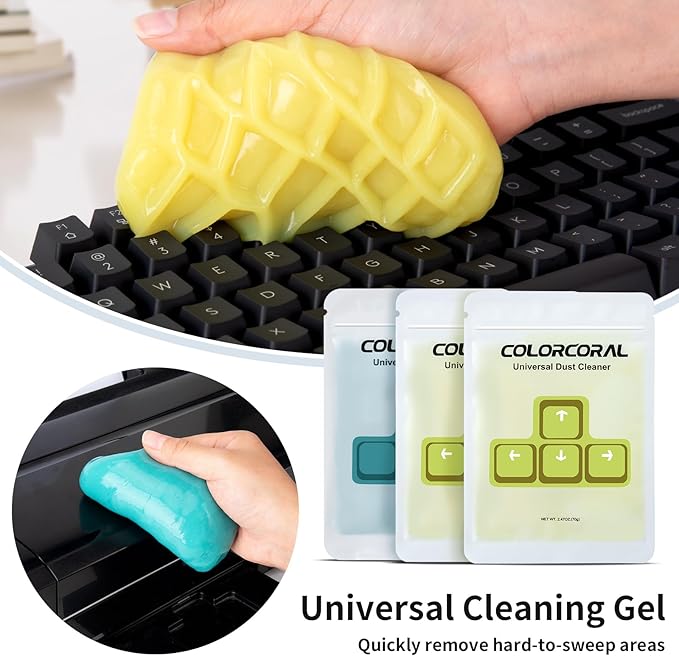 COLORCORAL Laptop Cleaning Kit Keyboard Cleaner Electronic Cleaning Product with 3pack Cleaning Gel, Computer Cleaning Brush Electronic Screen Cleaner for PC, Tablet, Phone, MacBook, Earbud, Car