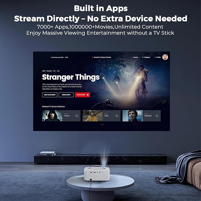 [Official-Apps/AI Movin 2.0 OS/1800 ANSI] Portable-Projector-4k with WiFi and Bluetooth, 35W DoIby Audio, AI Auto Focus with HDR10+, Lisowod 4k Support Outdoor Smart Proyector Compatible with Netflix