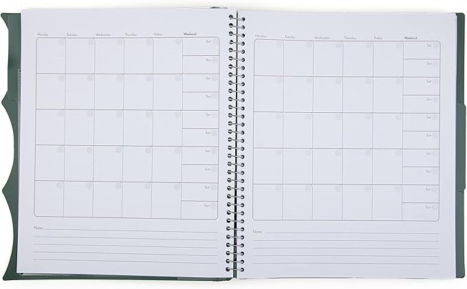 Mintra Office Durable PREMIUM Spiral Notebook (Green Olive, 3 Subject (8.5in x 11in))