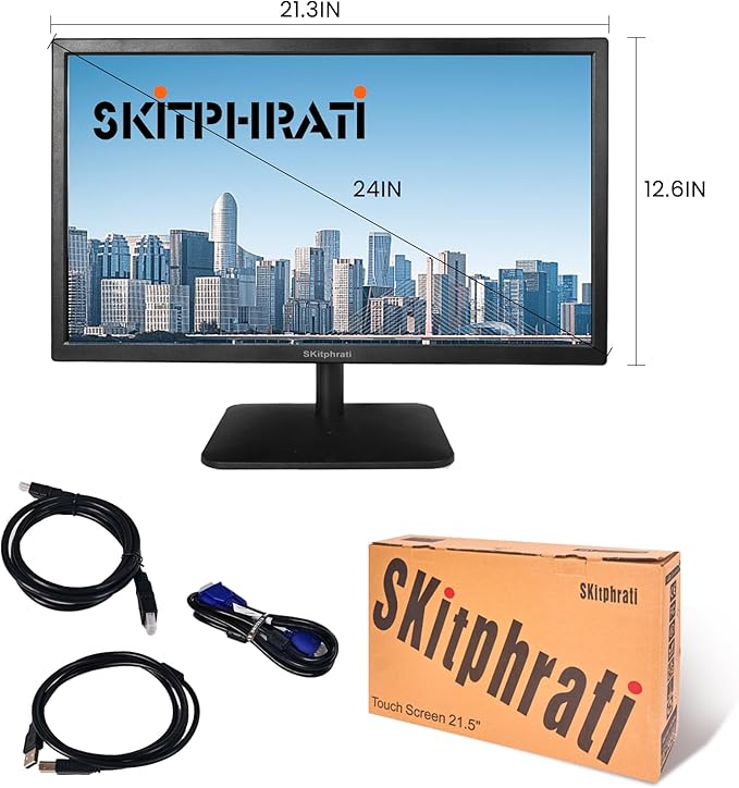 21.5 Inch Touchscreen Monitor FHD 1920x1080p IPS Screen, VESA Support, 10-Points Computer Touch Screen PC Display with Type-B HDMI VGA Port, 75Hz Desktop Touch Display, Black