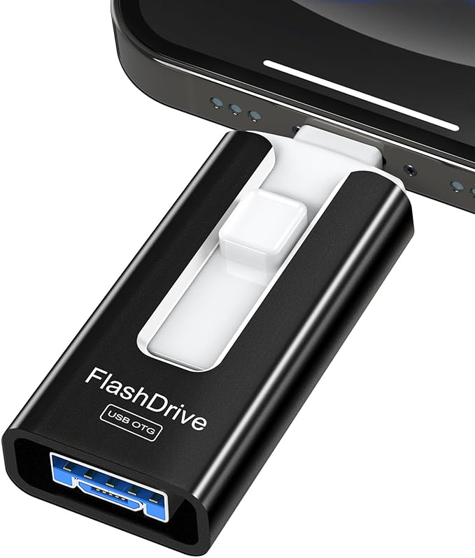 256GB USB Flash Drive for Phone and Pad, Photo Stick High Speed External USB Thumb Drives Photo Storage Memory Stick for Save More Photos and Videos (Black, 256GB)