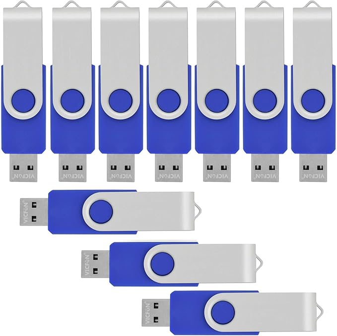 10 Pack USB Flash Drives - 64GB USB 2.0 Memory Stick - Blue