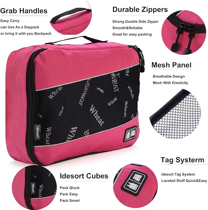 Packing Cubes Luggage Bags Organizer Durable Travel Accessories With Clothing Label