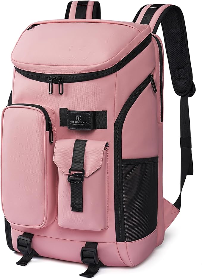 Carry on Travel Backpack for Men Women,30L Multi-Pocket 17.3inch Laptop Backpack, Sports Gym Tennis Badminton Backpack with Shoe Compartment-Pink