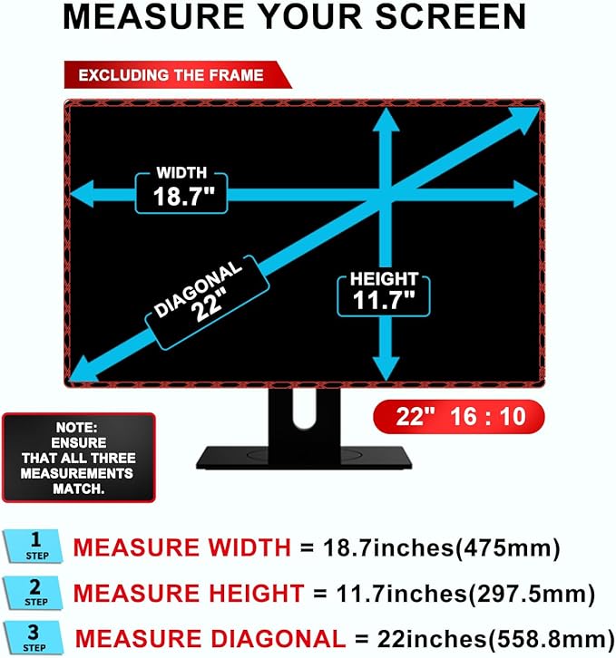 22 inch Computer Privacy Screen Filter - Suitable for 16:10 Aspect Ratio Widescreen Monitor - Blue Light Filter - Anti-Glare & Anti-Scratch Protector Film (22" Widescreen (16:10))