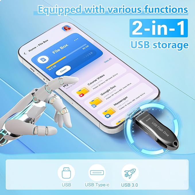 USB C Flash Drive 256GB for Phone Photo Stick Thumb Drive Android Memory Stick Photo Storage DEZOBYTE Compatible Phone Pad Pro Android USB C and Computer Black-HL 256GB