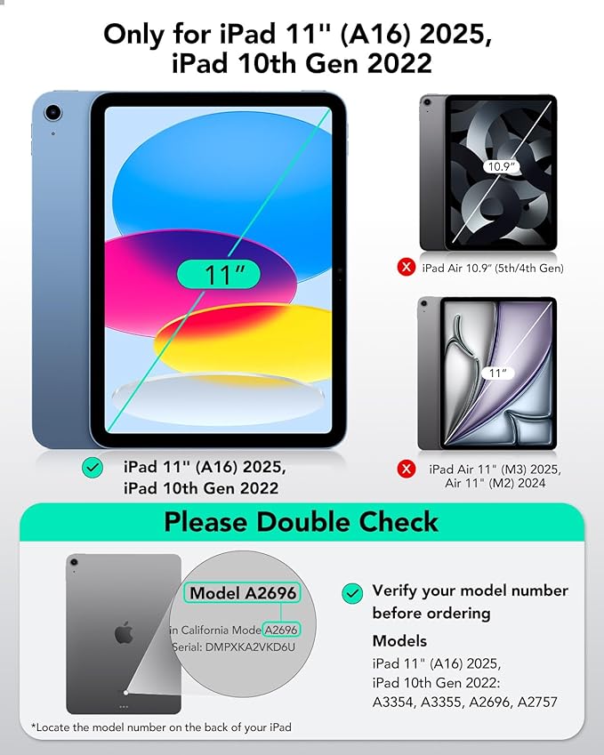 ESR 2 Pack Screen Protector for iPad A16 11th/10th Generation (11 Inch/10.9, 2025/2022), 9H Tempered Glass Film with UltraFit Tray, Apple Pencil Support, Scratch Resistant, HD Clarity, Bubble Free