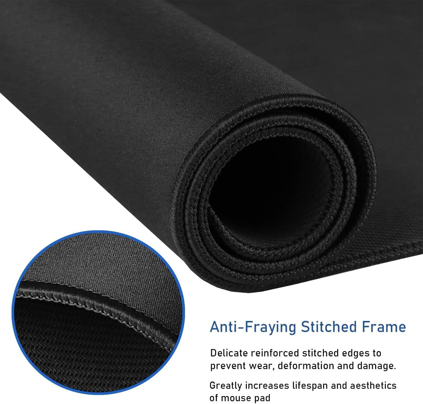 Large Mouse Pad, (31.5X11.8In) Durable Non-Slip Natural Rubber Base Desk Mousepad with Stitched Edges, Waterproof Computer Keyboard Pad Mat for Esports Pros/Gamer/Desktop/Office/Home - Black