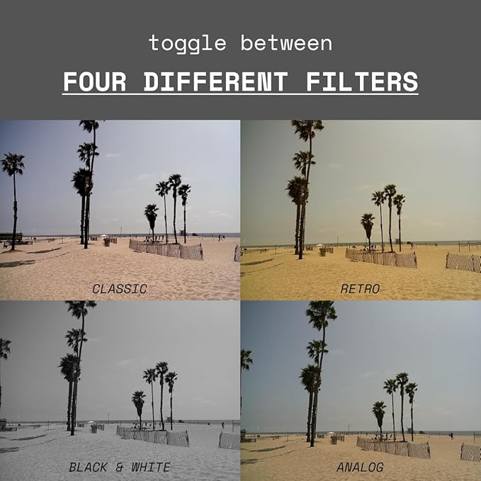 LENSY Screen Free Digital Camera | Four Built in Filters | Rechargeable, 8mp, Lightweight, Focus-Free, Auto-Flash, Easy-to-Use, Reusable, Retro Film-Style Photos (Baby Blue)