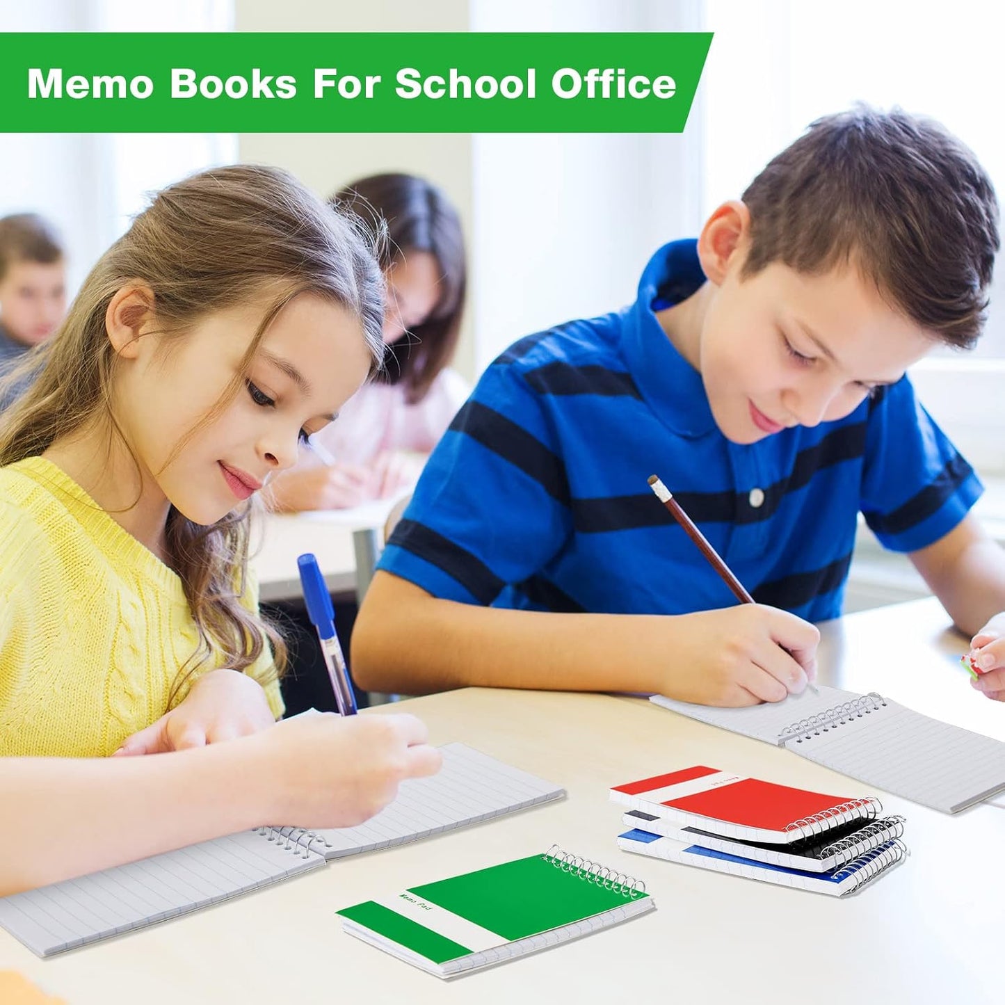 Thenshop 50 Pads Spiral Memo Bulk 3'' x 5'' Top Bound Memo Book 60 Sheets Small Mini Notebooks Lined Wire Bound Pocket Steno Book for Home, Office, School (Classic Colors)