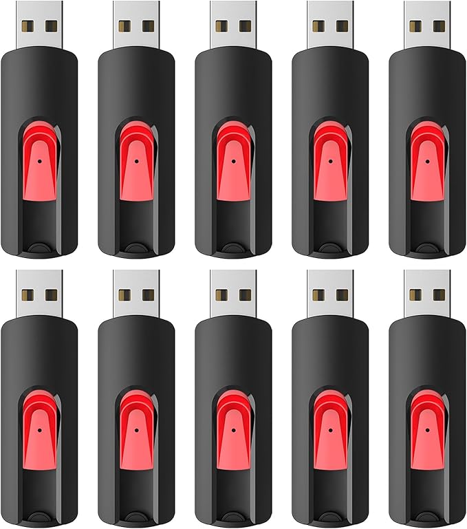 RAOYI 10Pcs 16GB USB Flash Drives Slide Retractable Memory Stick Bulk USB 2.0 Thumb Drive Jump Drive Zip Drive USB Sticks Data Storage Backup for PC Mac (16G, Red)