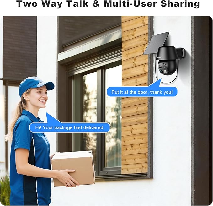 Solar Security Cameras Wireless Outdoor, 2K Pan/Tilt 360° View Solar/Battery Powered WiFi Cameras for Home Security with AI Motion Detection, Spotlight, 2-Way Audio, Siren, IP65, SD/Cloud Storage