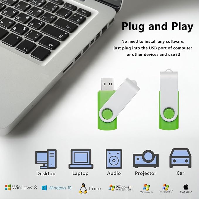 5 Pack 16GB USB Flash Drives in 5 Random Colors USB 2.0 Wholesale Lot Bulk Memory Sticks (5 Pack, 16GB)