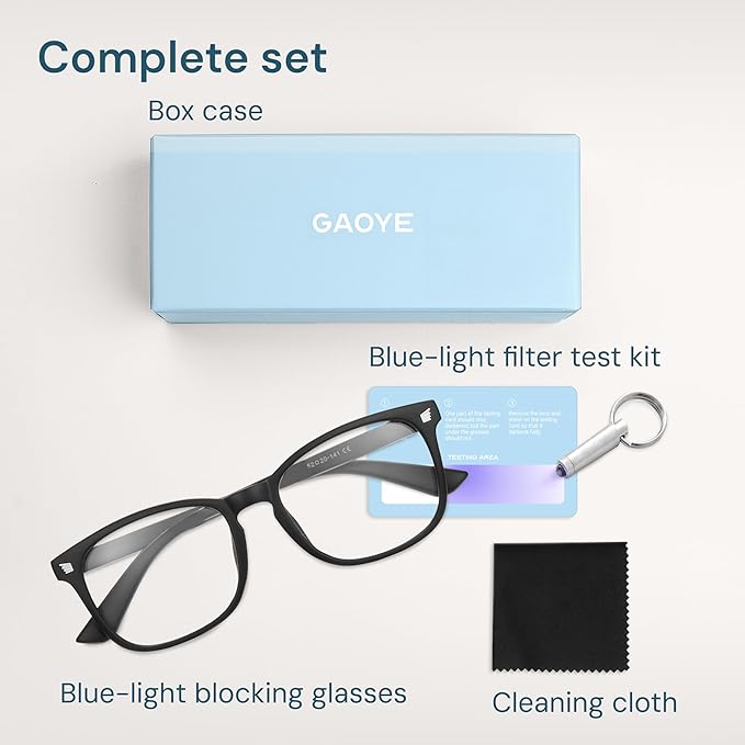 Gaoye Blue Light Glasses for Computer & Gaming - Anti UV Ray Lenses, Scratch-Resistant & Comfort Fit