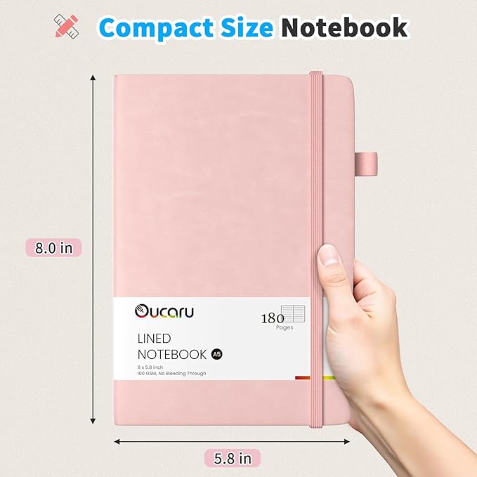 Oucaru Lined Journal Notebook, 16 Pack, 180 Pages, A5 Journals for Writing, 100 GSM Thick Paper, Small Notebooks Daily Journal for Women Men Work, Business, School, Travel Supplies