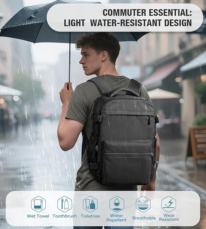 Vacuum Travel Backpack with Pump for Women,Airback Personal Item Carry on Backpacks Flight Approved for Men,Laptop Waterproof Work Compression bags Casual Daypack(Black)