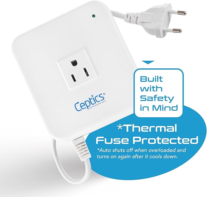 Ceptics 300 Watt Step Down Voltage Converter – Converts 220V/240V to 110V/120V – Perfect for Hair Straighteners, Laptops, and Chargers – CE Certified Travel Converter