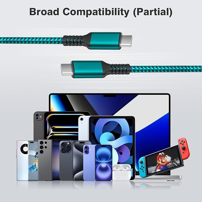 Elebase iPhone Air Charging Cord 3.3/6.6/10FT 3Pack,USB C to Type C,100W Fast Charger USBC Car Carplay Cable for Apple 17 16 16e 15 Pro Max,AirPods 3,iPad Air 4 5,Mini 6,Samsung Galaxy Tab S10 S25