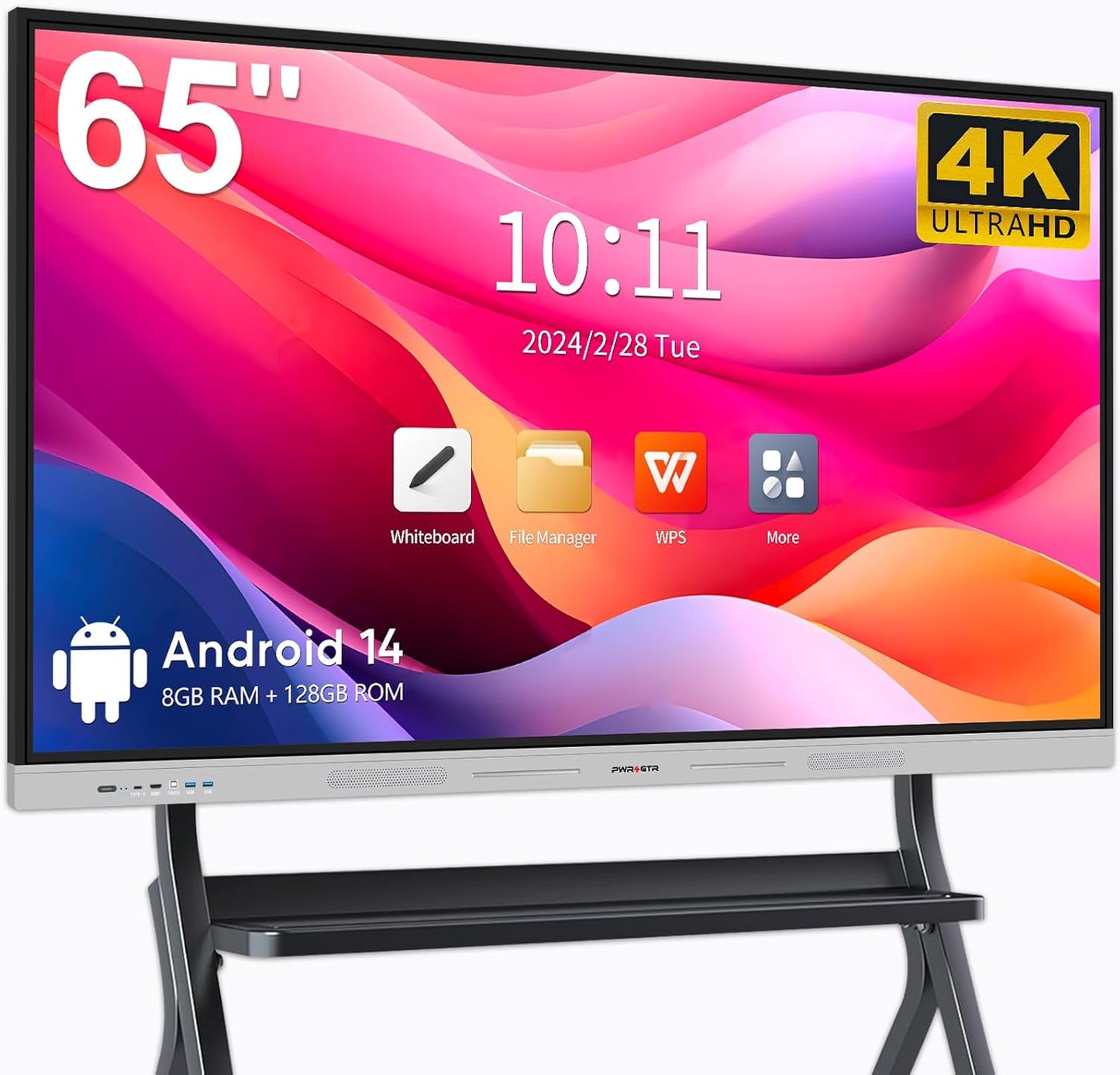 Smart Board | 65" Interactive Whiteboard | 4K UHD | Android 14 | 8+128GB | Digital Whiteboard, Electronic White Board for Classroom Home Office | Wall Mount Included