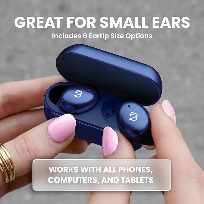 Tempo 30 Wireless Earbuds for Small Ears - Award-Winning Sound, Sweatproof Bluetooth Earbuds, Comfortable Ear Buds for Women, Navy Earphones for Small Ear Canals, Long Battery Headphone