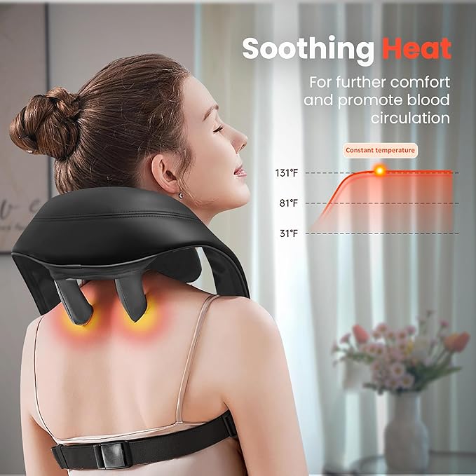 COMFIER 4D Neck and Shoulder Massager with Heat, Wireless Deep Tissue Back Massager for Pain Relief, Hands-Free Shiatsu Neck Massager with Carry Bag, Gift for Women Men Mom Dad