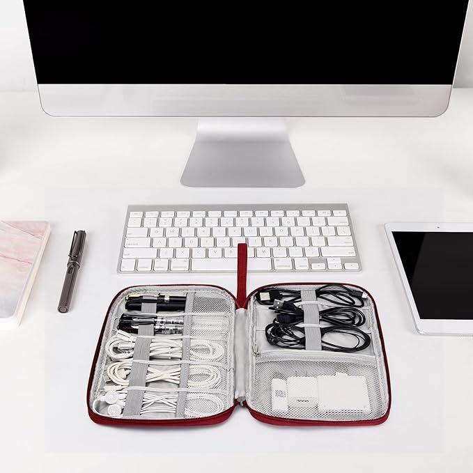 CILLA Travel Cord Organizer Case, Portable Waterproof Storage Bag for Charger, Cord, USB, Power Bank, Earphone, SD Card, Travel Essentials