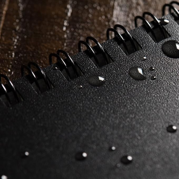Rite in the Rain Weatherproof Top Spiral Notebook, 3" x 5", Black Cover, Universal Pattern, 6 Pack (No. 735L6)