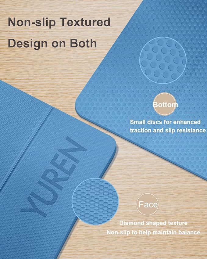 Foldable Yoga Mat 10mm Thick Wide Exercise Mat Non Slip Workout Mat for Home Gym, Travel, with Yoga Carrying Bag