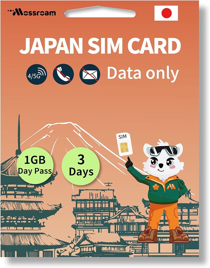 Japan SIM Card – Prepaid Data Plans | 1GB Daily,3 Days | High-Speed 4/5G LTE | No Daily Restrictions | Perfect for Tourists & Business Travelers