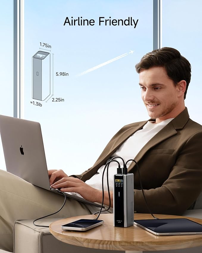 CUKTECH 15 Ultra Power Bank, 20000mAh 140W Laptop Charger, 3-Port USB C Charger, PD3.1 Fast Charging Battery Pack with Smart Display, Compatible with iPhone 16/15/14/13, Samsung, MacBook, Dell, etc