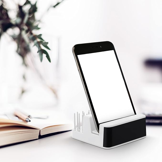 DISCOUNT PROMOS Light Up Logo Phone Stands Set of 10, Bulk Pack - Essential Smartphone Accessory, Perfect for Office and Home - White