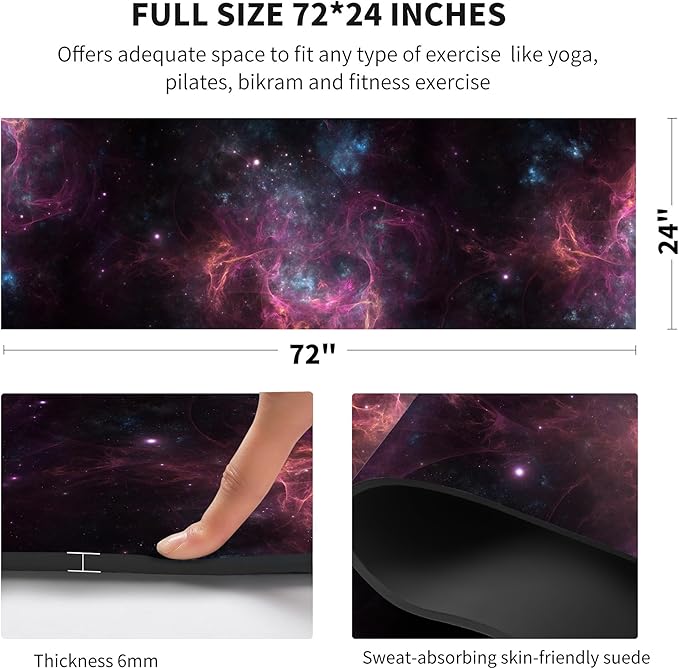 nuveti Yoga Mat Print Extra Thick TPE Non Slip Fitness Exercise Mat with Carrying Bag,72"x24" Extra Thick 6MM Exercise & Workout Mat for Yoga, Pilates Fitness and Floor Exercises