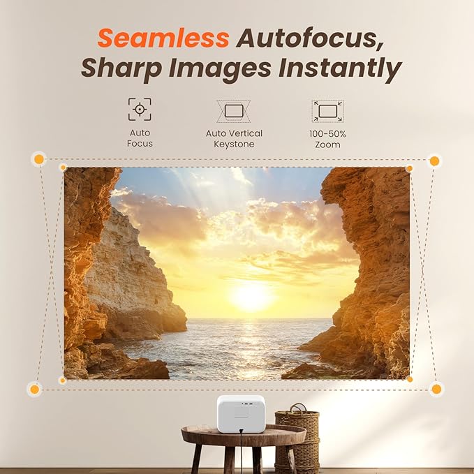 [Sound by JBL] Yaber Projector with WiFi and Bluetooth, Native 1080P Projector 4K Support, Auto Focus/Keystone Correction, Portable Proyector Movie Projector for Home & Outdoor