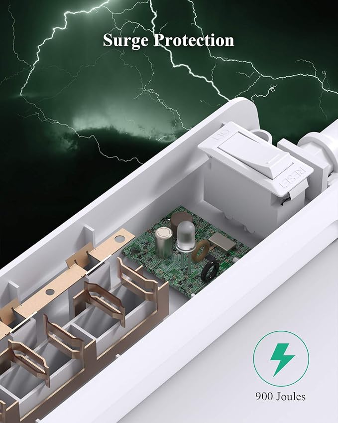 2 Pack Power Strip - 15FT Long Extension Cord, Surge Protector with 6 Outlets and 2 USB Charging Ports, Flat Plug Overload Protection, (1625W/13A/900J), Wall Mount for Home Office and Dorm, ETL Listed