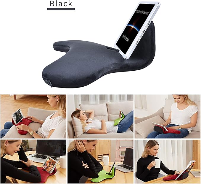 Multi-Angle Tablet Sofa Holder Pad Pillow Stand for iPad Air&iPad, Universal Phone&Tablet Pillow Stands and Holders Used on Bed, Car, Desk, Lap, Sofa, for iPads, Tablets, Smartphone, Magazines(Black)