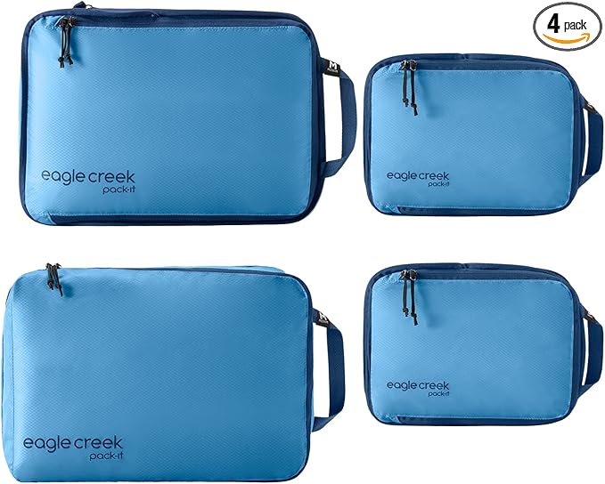 Eagle Creek Pack-It Isolate Carry-On Set - Compact Compression Cube Set for Optimizing Luggage Space - Convenient Top Handle - Internal Storage Divider - Water-Resistant - Washable - Blue Dawn