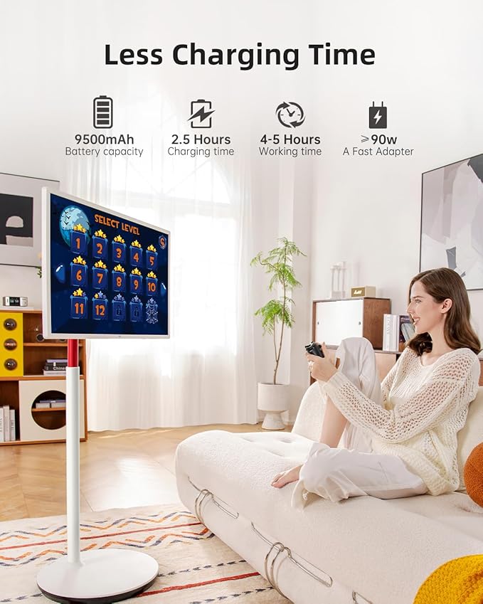 KTC MegPad 32" Smart Portable TV, 4K Touch Screen Portable TV Monitor, Android 13 Google EDLA Certified 8G RAM+128G Storage, Octa-core CPU 9500mAh Battery, Dual 6W Speakers WiFi 6