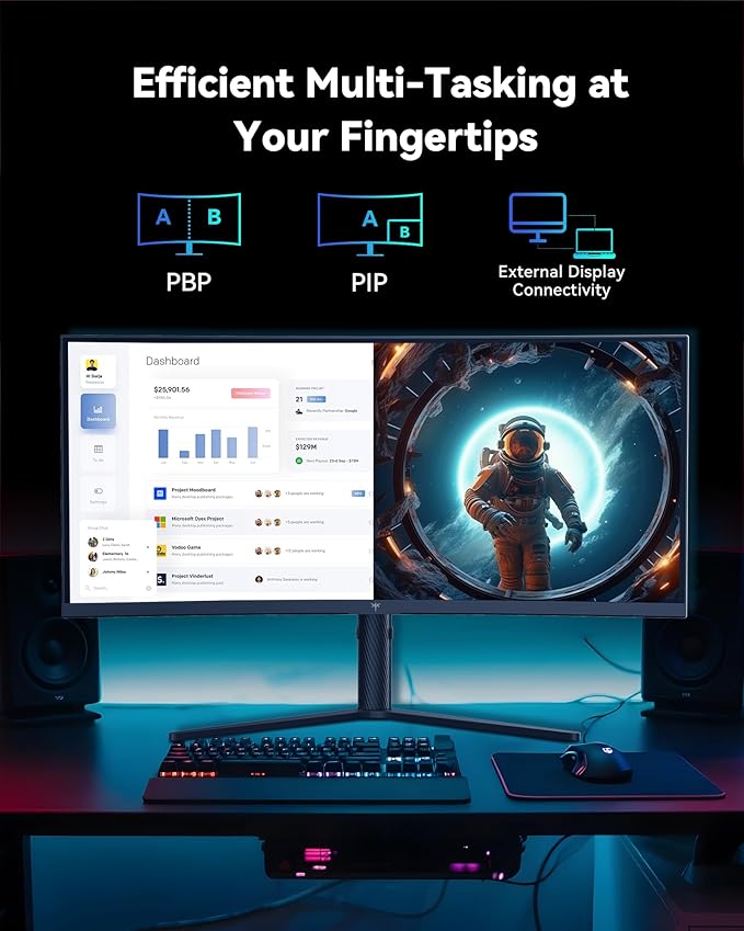 KTC 34 Inch UWQHD Curved Gaming Monitor, 3440x1440 Ultrawide PC Monitor 1500R, 180Hz 21:9 Display, Adaptive Sync, 1ms MPRT, 4000:1 Contrast, Tilt/Swivel/Pivot/Height Adjustment, HDMI2.0 & DP1.4,H34S5