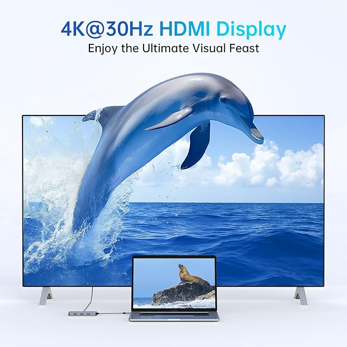 USB C Adapters for MacBook Pro/Air,Mac Dongle with 3 USB Port,USBC to HDMI, RJ45 Ethernet, 9 in 1 USB C to HDMI Adapter,100W Pd Charging,SD/TF Card Reader USB Hub