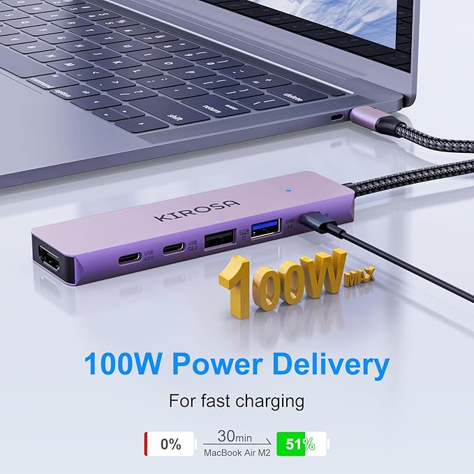 KIROSA USB-C Hub, 9 Ports USB 3.0, 4K DisplayPort, HDMI, USB Type-C